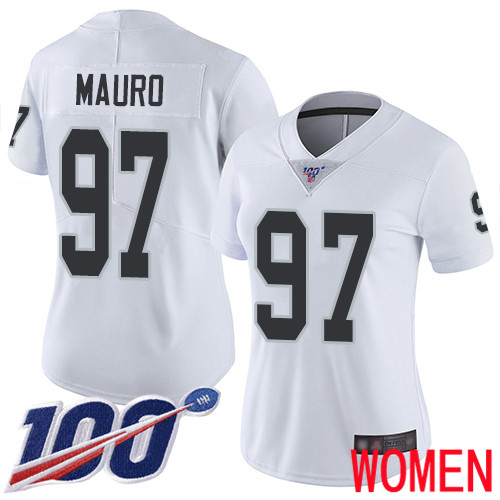 Oakland Raiders Limited White Women Josh Mauro Road Jersey NFL Football #97 100th Season Vapor Jersey